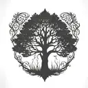   cedar tree silhouette tattoo design idea