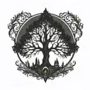   cedar tree silhouette tattoo design idea