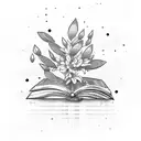 Oleander with books tattoo design idea