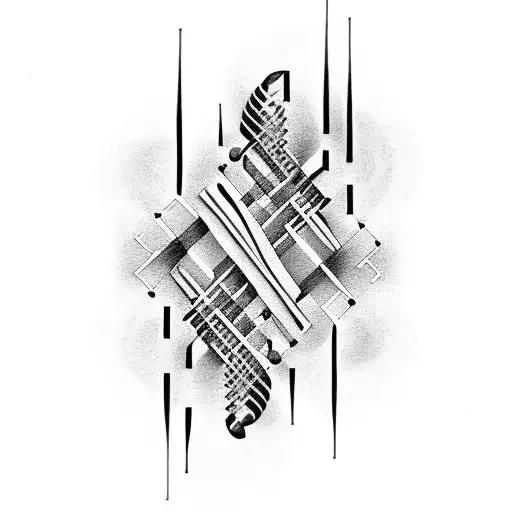 A DNA strand transforming into piano keys tattoo design idea