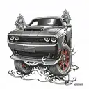  Dodge Challenger Demon with red eyes  tattoo design idea