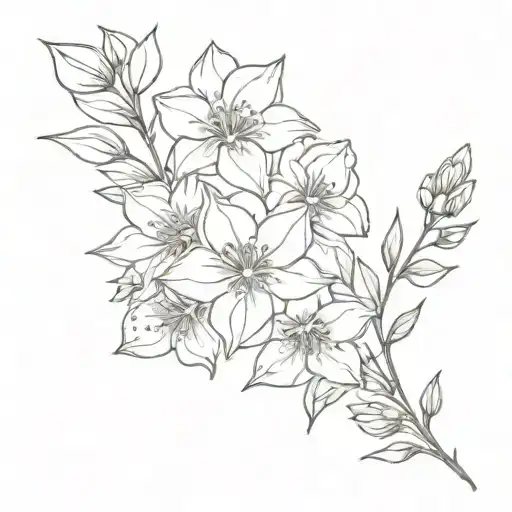 fine line violet and larkspur tattoo tattoo design idea