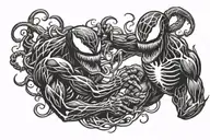 venom and carnage fighting  tattoo design idea