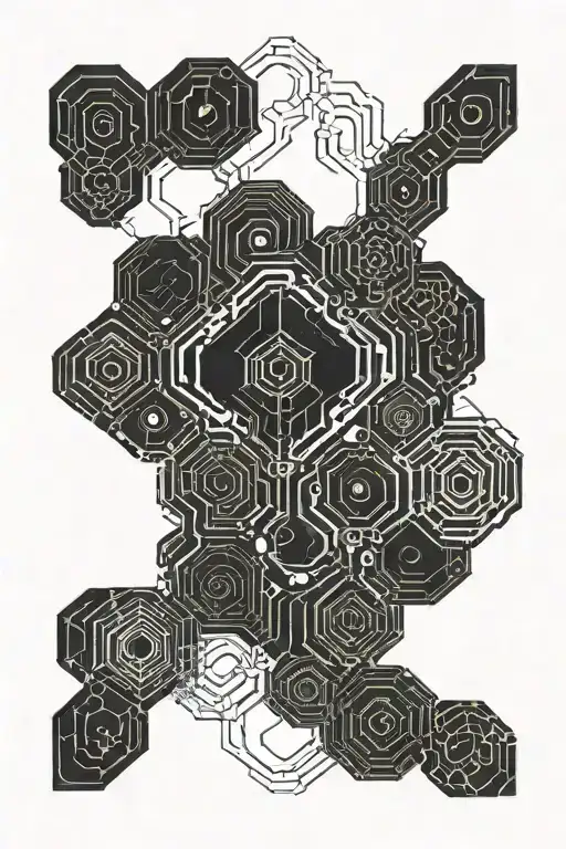 blackout with circuits and honeycomb cybernetic pattern tattoo design idea