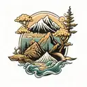 ocean and mountain  tattoo design idea