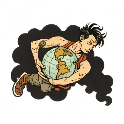 young man carrying the earth at arm's length  tattoo design idea