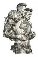 young man carrying the earth at arm's length  tattoo design idea
