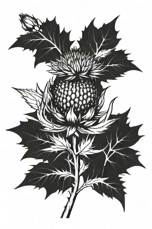 thistle flower tattoo design idea