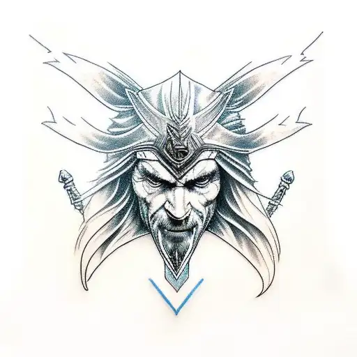 hooded Odin with lightning tattoo design idea