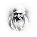 hooded old man tattoo design idea