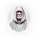 hooded old man tattoo design idea