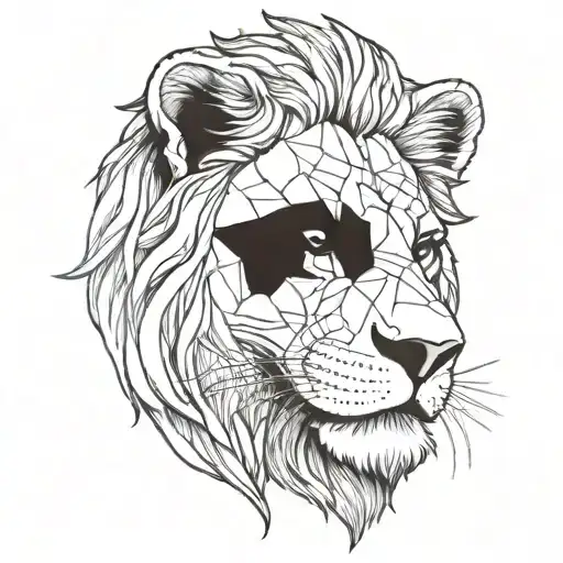 lion head half dead  tattoo design idea