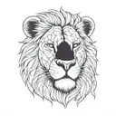 lion head half dead  tattoo design idea