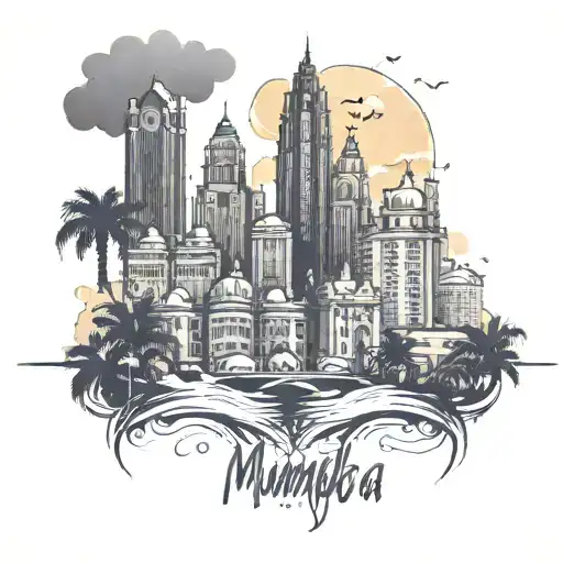 Mumbai skyline with a subtle tattoo design idea