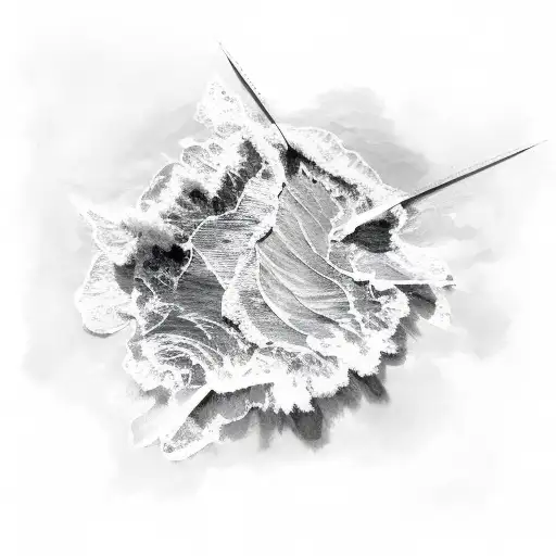 Aerial view of tide as a simple line tattoo design idea