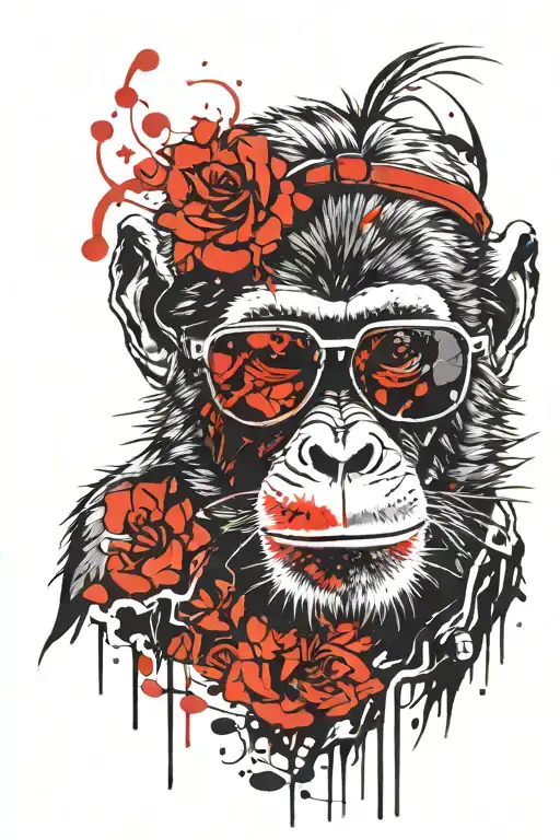 monkey wearing sunglasses tattoo design idea