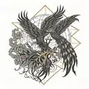 tree of life and phoenix rising from the ashes tattoo design idea