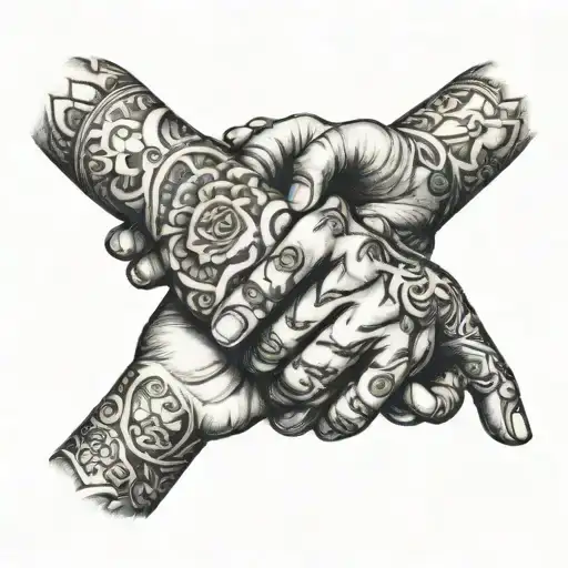 Lesbian hand choking each other tattoo design idea