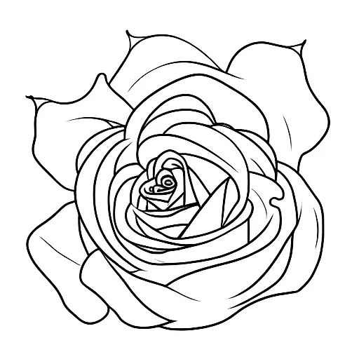 A minimalist tattoo of a rose flower for June's birth flower tattoo design idea