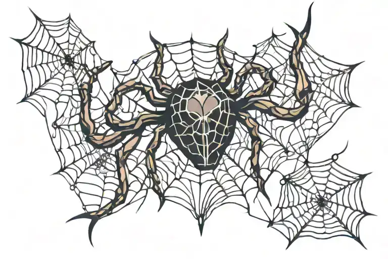 spider web and heart  tattoo design idea