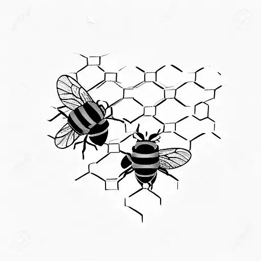 three honey bees tattoo design idea