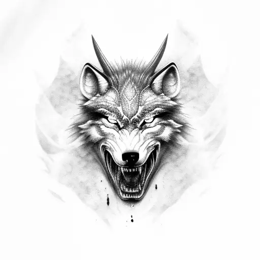 Demon Wolf tattoo design idea