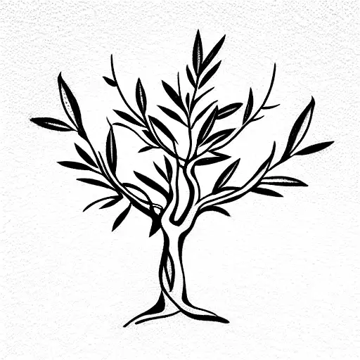 olive tree with the names samer, eva, samar, lana tattoo design idea