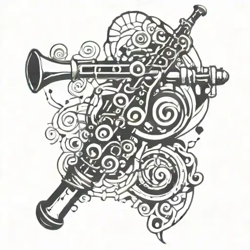 abstract clarinet key system tattoo design idea