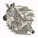 safari scene with zebra giraffe and gazelle tattoo design idea