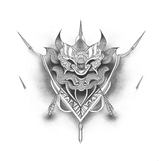 throat blackwork tribal style tattoo design idea