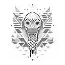 throat blackwork tribal style tattoo design idea