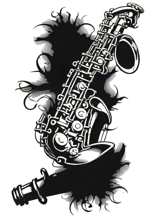 saxophone treble cleff tattoo design idea