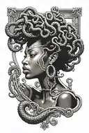 medusa mirror reflected black girl tattoo design idea
