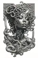 medusa mirror reflected black girl tattoo design idea