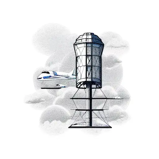 Air traffic control tower with radar screen tattoo design idea