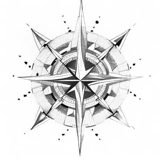 Air traffic control tower with a compass rose tattoo design idea