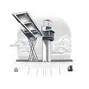 Air traffic control tower with radar screen tattoo design idea