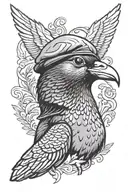 pigeon wearing flat cap  tattoo design idea