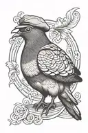 pigeon wearing flat cap  tattoo design idea