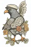 pigeon wearing flat cap  tattoo design idea