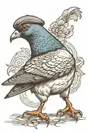 pigeon wearing flat cap  tattoo design idea