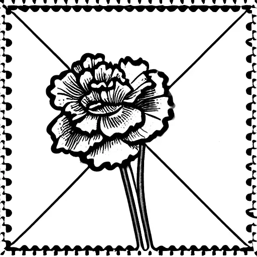 postage stamp with carnation and 23 euros tattoo design idea