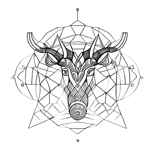 A geometric design combining the symbols of Taurus and Scorpio zodiac sign tattoo design idea
