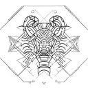 A geometric design combining the symbols of Taurus and Scorpio zodiac sign tattoo design idea