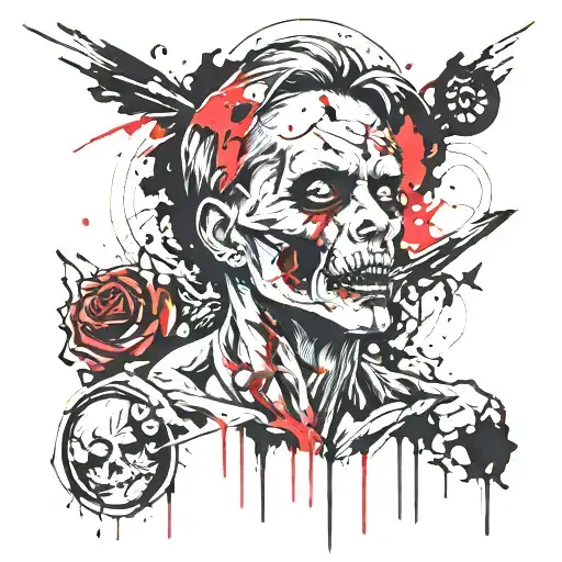sexy zombie tattoo design idea