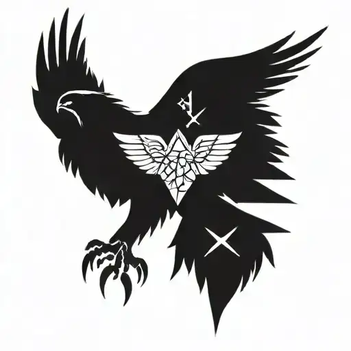 four diamond pattern in one mountains in one a small eagle in one somthing about Spain in the last one lightning  tattoo design idea