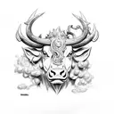 black bull from black clover tattoo design idea