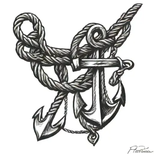 faith attached to string with anchor at the end  tattoo design idea