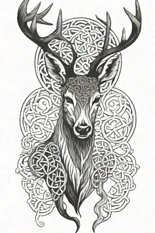 deer head with celtic knot design incorporating tattoo design idea