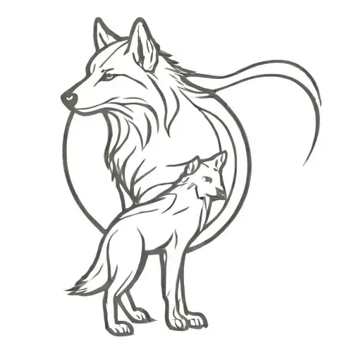 yin and yang wolf tattoo design idea